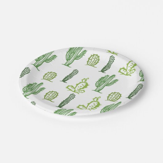 Niedlich Succulent Lovely Green Cactus Paper Telle Pappteller (Schrägansicht)