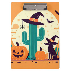 Niedlich, südwestlicher Halloween-Wüsten/Kaktus Klemmbrett