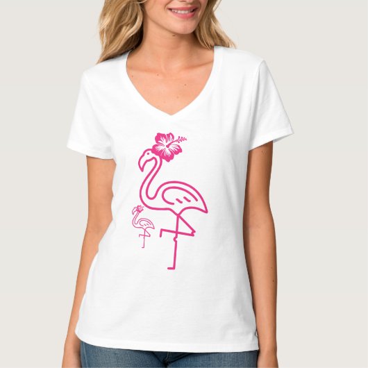 Niedlich Summer Girly Flamingo T-Shirt (Vorderseite)
