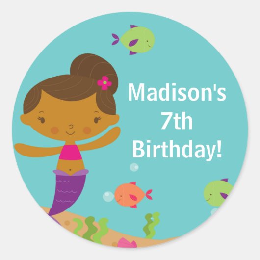 Niedlich Summer Pool Meerjungfrau Geburtstagsaufkl Runder Aufkleber (Vorderseite)