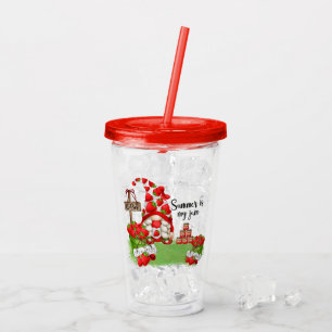 Niedlich Summer Strawberry Gnome Acryltrinkbecher