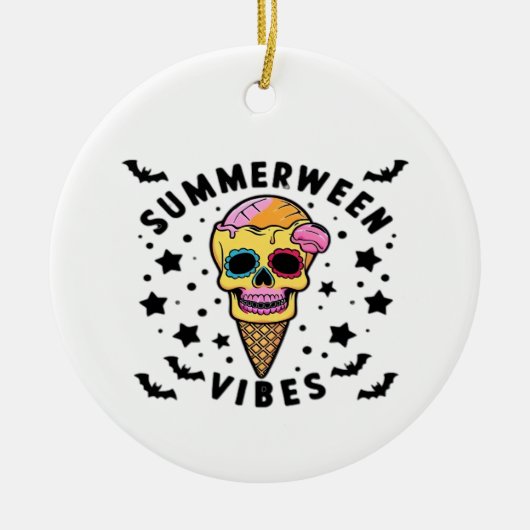 Niedlich Summerween Vibes Skeleton IceCream Summer Keramik Ornament (Vorne)