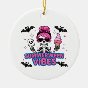 Niedlich Summerween Vibes Skeleton IceCream Summer Keramik Ornament