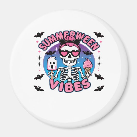 Niedlich Summerween Vibes Skeleton IceCream Summer Magnet (Vorne)