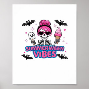 Niedlich Summerween Vibes Skeleton IceCream Summer Poster
