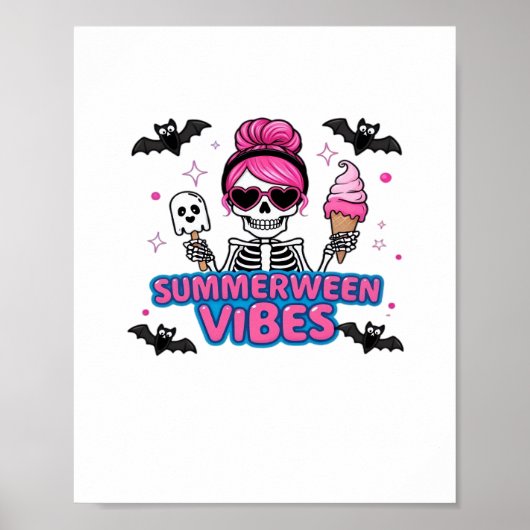 Niedlich Summerween Vibes Skeleton IceCream Summer Poster (Vorne)