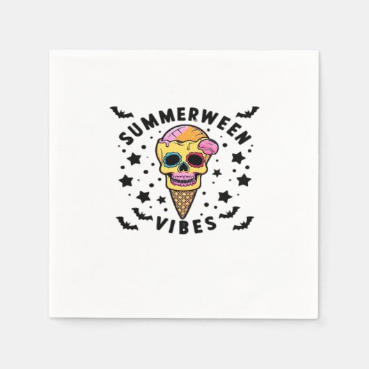 Niedlich Summerween Vibes Skeleton IceCream Summer Serviette (Vorderseite)