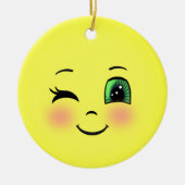 Niedlich Sun Happy Face Emoji Keramik Ornament (Vorne)