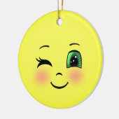 Niedlich Sun Happy Face Emoji Keramik Ornament (Links)