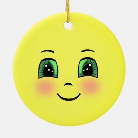 Niedlich Sun Happy Face Emoji Keramik Ornament (Hinten)