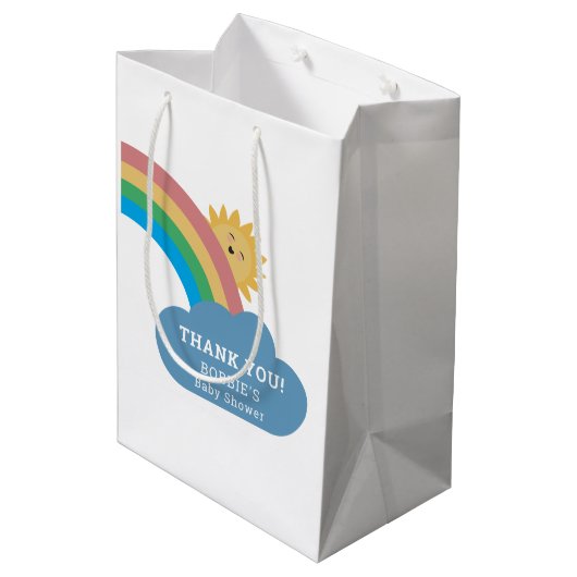 Niedlich Sun & Rainbow Baby Dusche Moderne Vielen Mittlere Geschenktüte (Rückseite Schrägansicht)