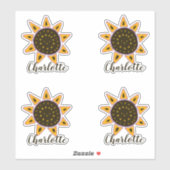 Niedlich Sunflower Modern Script Name Sticker (Blatt)