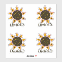 Niedlich Sunflower Modern Script Name Sticker