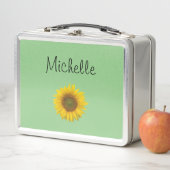 Niedlich Sunflower Monogram Green Metall Brotdose (Beispiel)