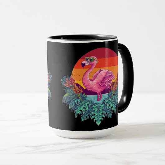 Niedlich Sunset PINK FLAMINGO Tasse (VorderseiteRechts)