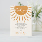Niedlich Sunshine Boho Baby Shower Gedicht Dankeskarte (Stehend Vorderseite)