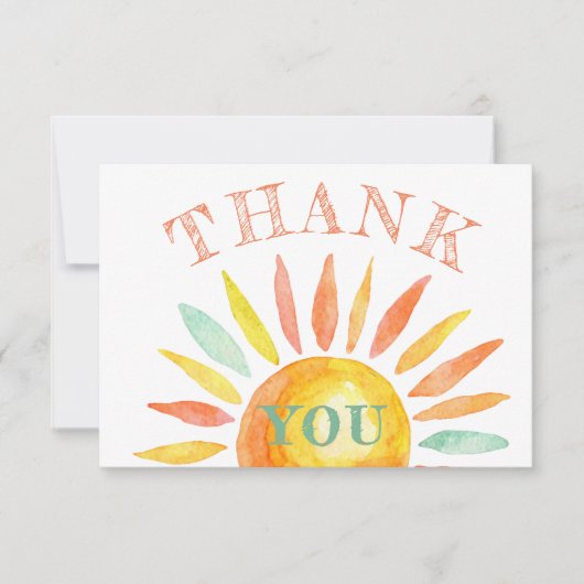Niedlich Sunshine Watercolor Sommer Dankeschön Kar Dankeskarte (Vorderseite)
