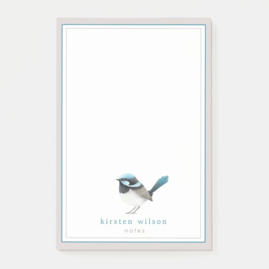 Niedlich Superb Fairy Wren - Personalisiert Post-it Klebezettel (Vorderseite)