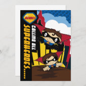 Niedlich Superhelden Party Einladung (Vorne/Hinten)