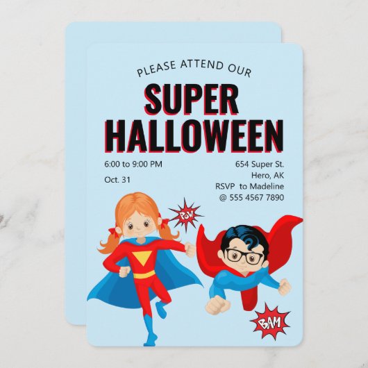 Niedlich Superheran Kids Halloween-Party - neuer F Einladung (Vorne/Hinten)