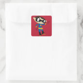 Niedlich Superhero Boy Quadratischer Aufkleber (Tasche)