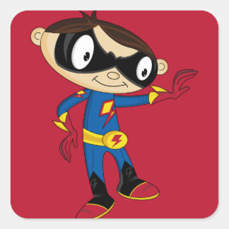 Niedlich Superhero Boy Quadratischer Aufkleber