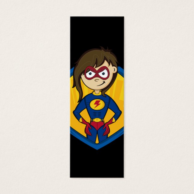 Niedlich Superhero Girl Lesezeichen (Vorderseite)