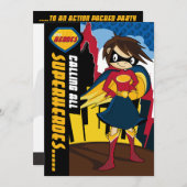 Niedlich Superhero Girl Party Einladung (Vorne/Hinten)