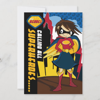 Niedlich Superhero Girl Party Einladung