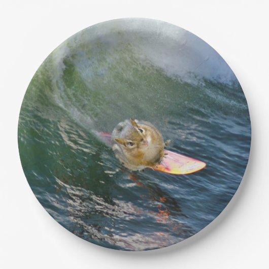 Niedlich Surfen Chipmunk Pappteller (Vorderseite)