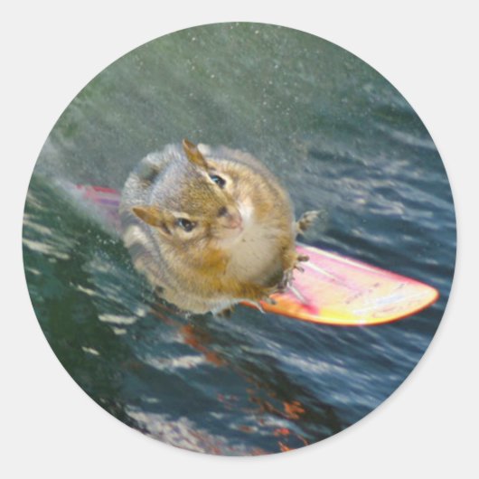 Niedlich Surfen Chipmunk Runder Aufkleber (Vorderseite)