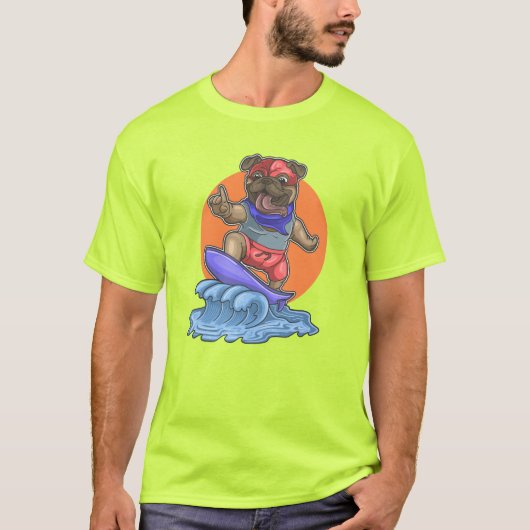 Niedlich Surfing Mops T - Shirt (Vorderseite)