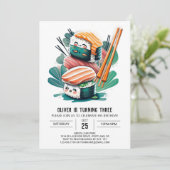 Niedlich Sushi Adventure Kindergeburtstag Einladung (Stehend Vorderseite)