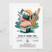 Niedlich Sushi Adventure Kindergeburtstag Einladung (Vorne/Hinten)