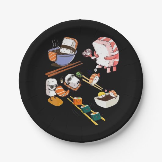 Niedlich Sushi Anime Kawaii Otaku Manga Set Japani Pappteller (Vorderseite)