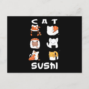 Niedlich Sushi Cat Japanisches Essen Postkarte