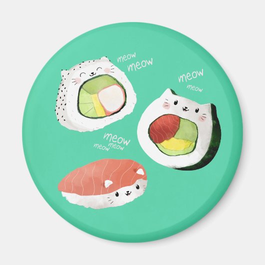 Niedlich Sushi Cat Magnet (Vorne)