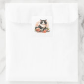 Niedlich Sushi Cat Quadratischer Aufkleber (Tasche)