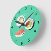 Niedlich Sushi Cat Runde Wanduhr (Winkel)