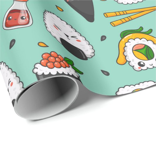 Niedlich Sushi Geschenkpapier (Rolleneckpunkt)