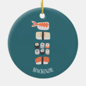 Niedlich Sushi Individuelle Name Keramik Ornament (Hinten)