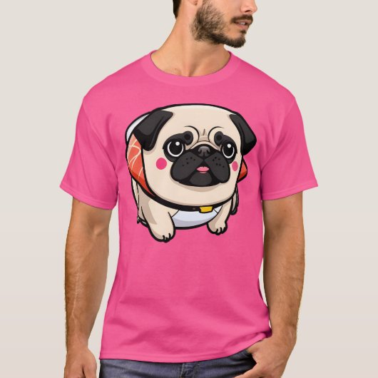 Niedlich Sushi Mops T-Shirt (Vorderseite)