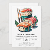 Niedlich Sushi Roll Printable Geburtstag Einladung (Vorne/Hinten)