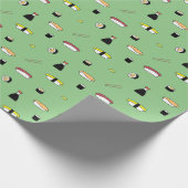 Niedlich Sushi Roll Set Pattern Nigiri Maki | Grün Geschenkpapier (Ecke)