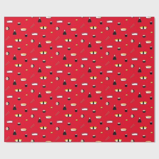 Niedlich Sushi Roll Set Pattern Nigiri Maki | Rot Geschenkpapier (Flach)