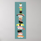 Niedlich Sushi Stack - Turm Kawaii Sushi Freunde Poster (Vorne)