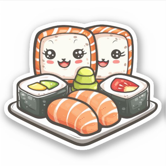 Niedlich Sushi Vinyl Stickers Aufkleber (Vorderseite)