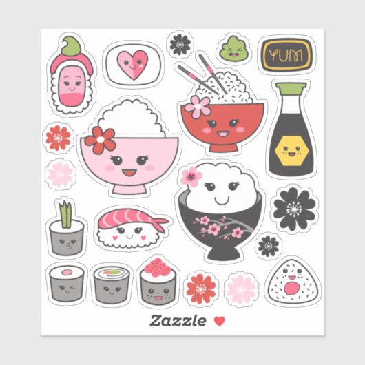 Niedlich Sushi Vinyl Stickers Aufkleber (Blatt)