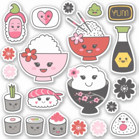 Niedlich Sushi Vinyl Stickers Aufkleber (Vorderseite)