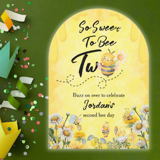 Niedlich süß bis zwei Wildblumen 1. Geburtstag Einladung